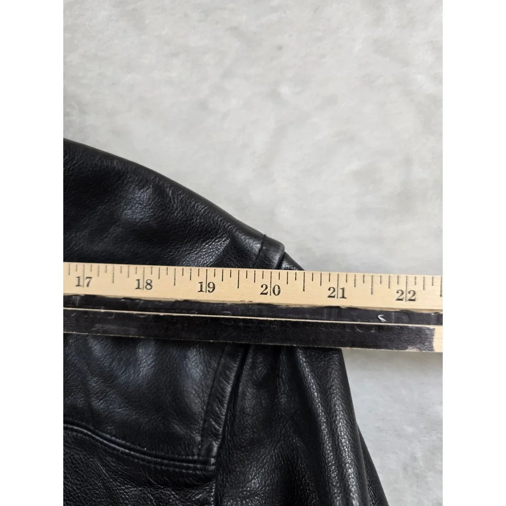 Vintage Banana Republic Leather Jacket Mens Large Black Heavy Thick Zip Classic